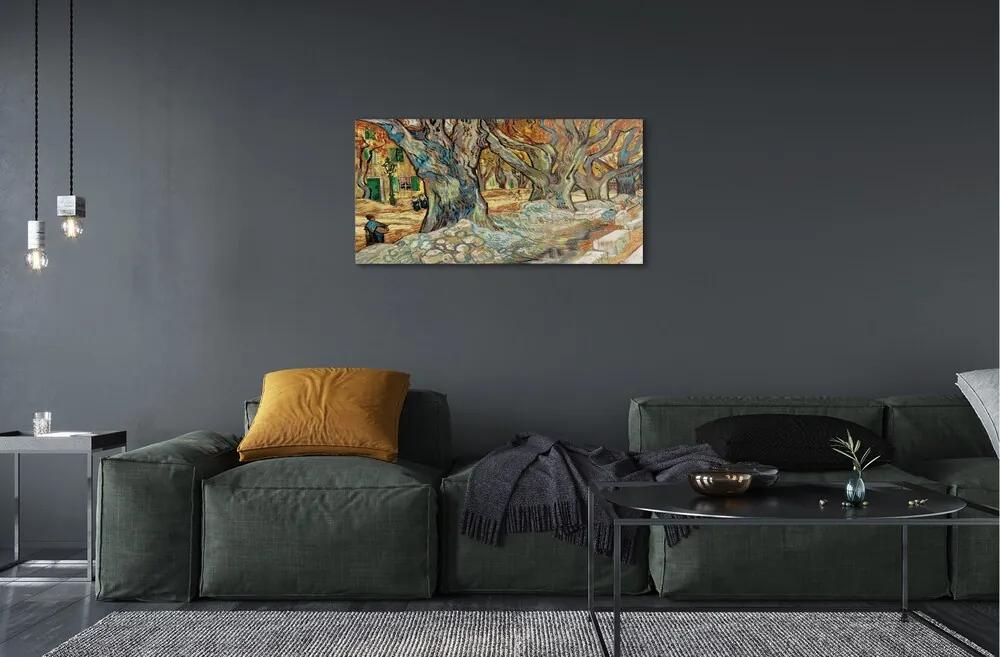Obraz na skle Art abstraktné mestský trh 125x50 cm