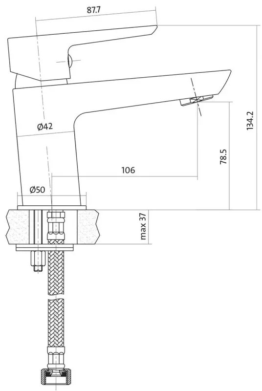 Cersanit Mille, umývadlová batéria vrátane kovovej odtokovej zátky, chrómová, S951-045