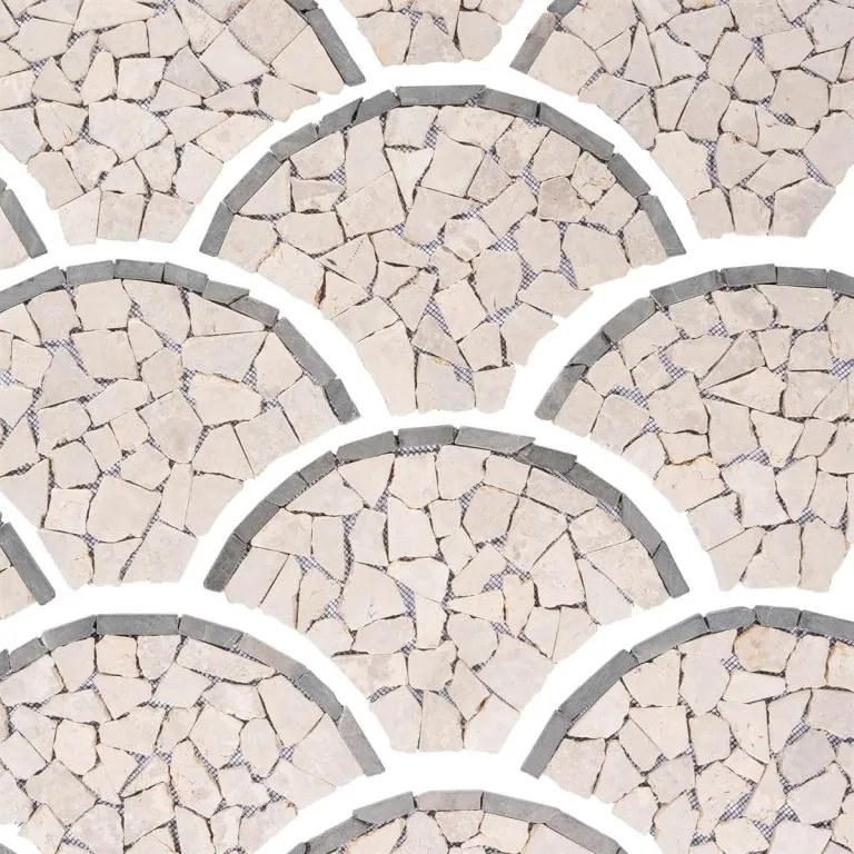 Mozaika z prírodného kameňa, vejár, béžová, 0,98 m2