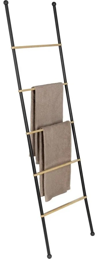 Čierny/prírodný kovový dekoratívny rebrík Bambusa - Wenko