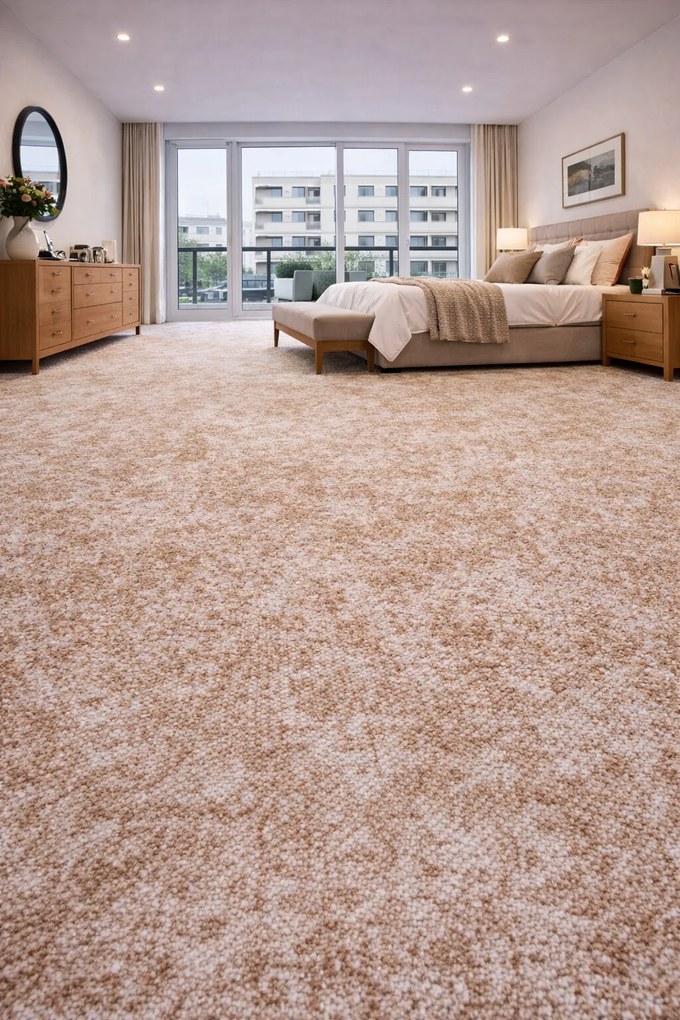 Metrážny koberec Milano 43 tm. béžový, na mieru, šíře 4m,5m, béžová, filc, detská izba, Spoltex