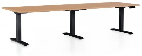 Výškovo nastaviteľný stôl OfficeTech Long, 260 x 80 cm, čierna podnož