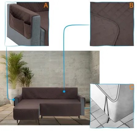 Poťah na rohovú sedačku ľavý PARIS hnedý, 200 cm