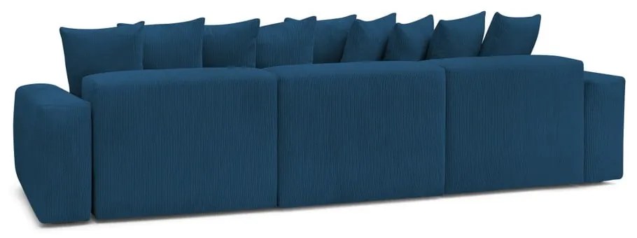 Tmavomodrá menčestrová rohová pohovka Voltaire – Bobochic Paris
