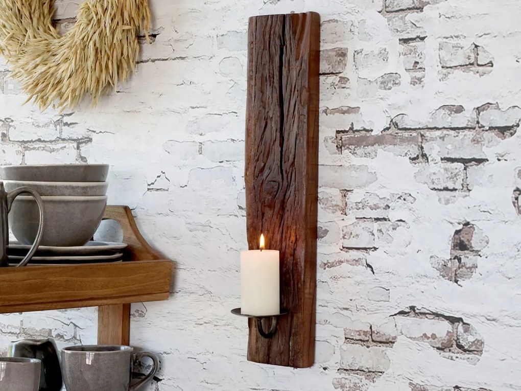 Drevený nástenný svietnik Grimaud Unit - 12*10*43 cm