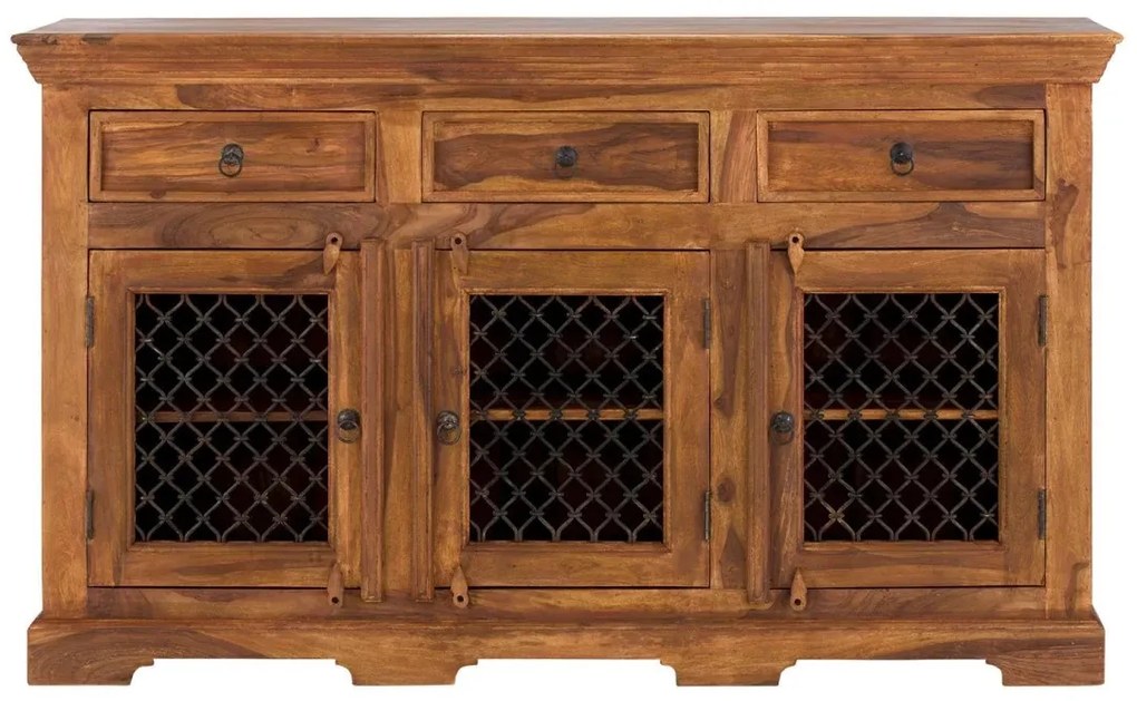 furniture-nabytek.cz - Masívna komoda Merlin s kovovými dvierkami, lakovaná, hnedá – 150 cm