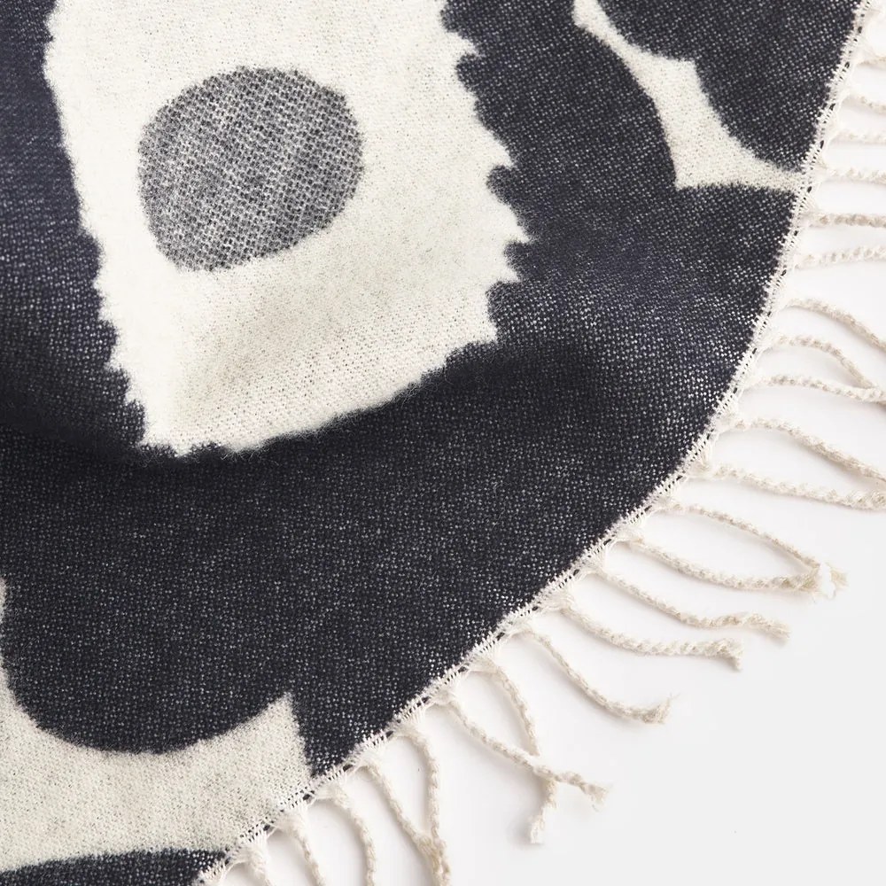 Marimekko Vlnená deka Unikko 130x180cm čierna