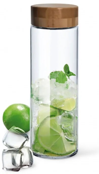 SIMAX PURE AQUA SKLENENÁ FĽAŠA 1L BAMBUSOVÉ VEKO