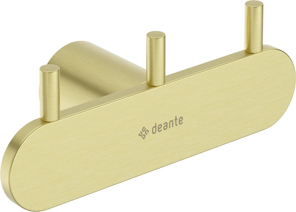 Deante Round, kúpeľňový 3-háčik na uteráky, zlatá matná, DEA-ADR_R131