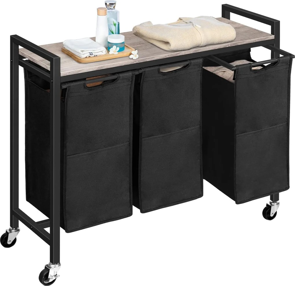 Koš na prádlo Vasagle Pietro 119 l šedý/černý