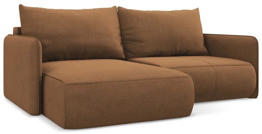 Oranžová rozkladacia/s úložným priestorom rohová pohovka (ľavý roh) Nanea – Makamii