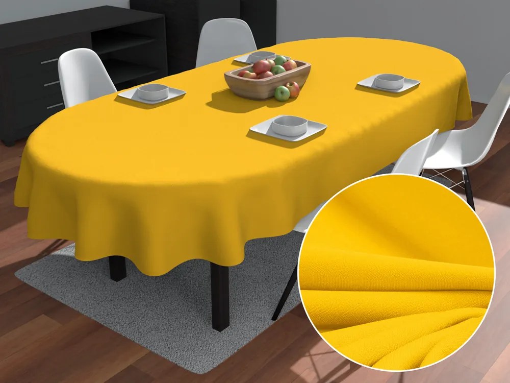 Biante Dekoračný oválny obrus Rongo RG-029 Sýto žltý 120x180 cm