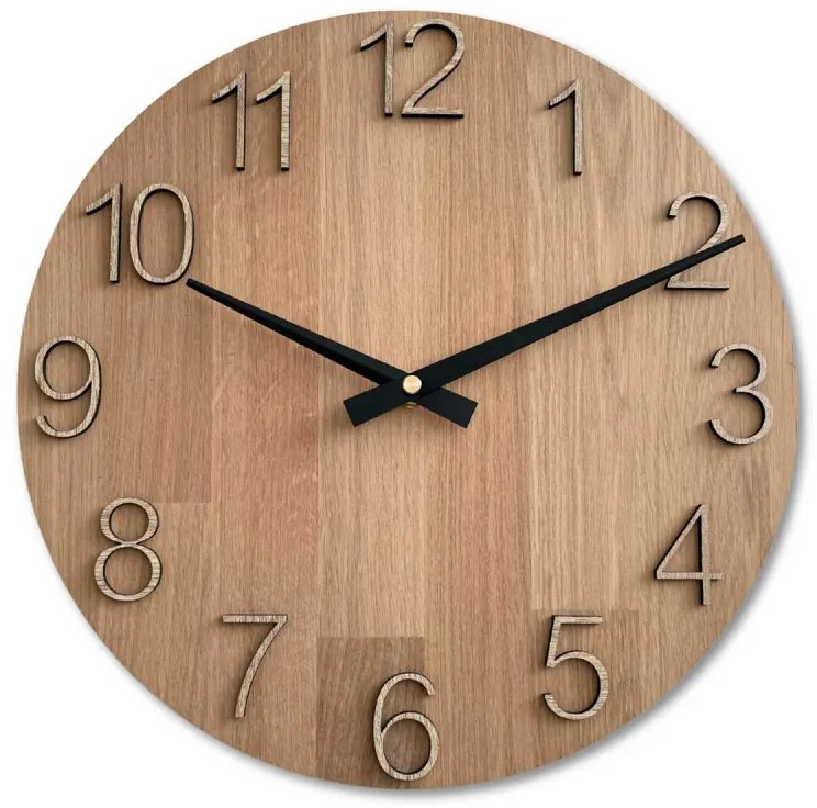 Nástenné hodiny drevené s vyrezávanými číslicami I SENTOP FB-MAS016-OSMO-3041-heads-black