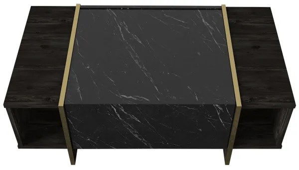 Konferenčný stolík VEYRON 37,3x103,8 cm čierna/zlatá