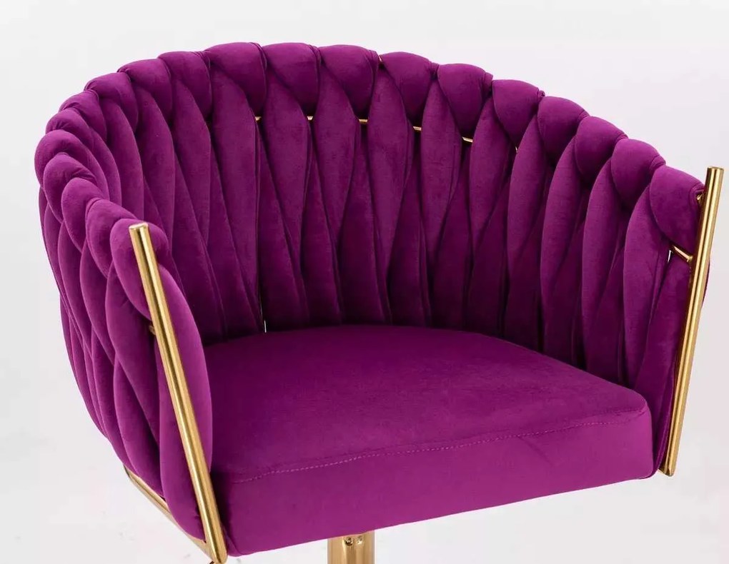 LuxuryForm DESIGN Barová stolička NORDEN VELUR na zlatom tanieri - fuchsia