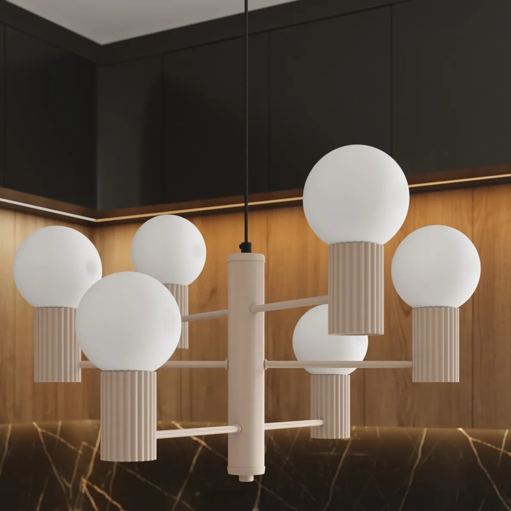 Luster Halo, 6x biele sklenené tienidlo, tp