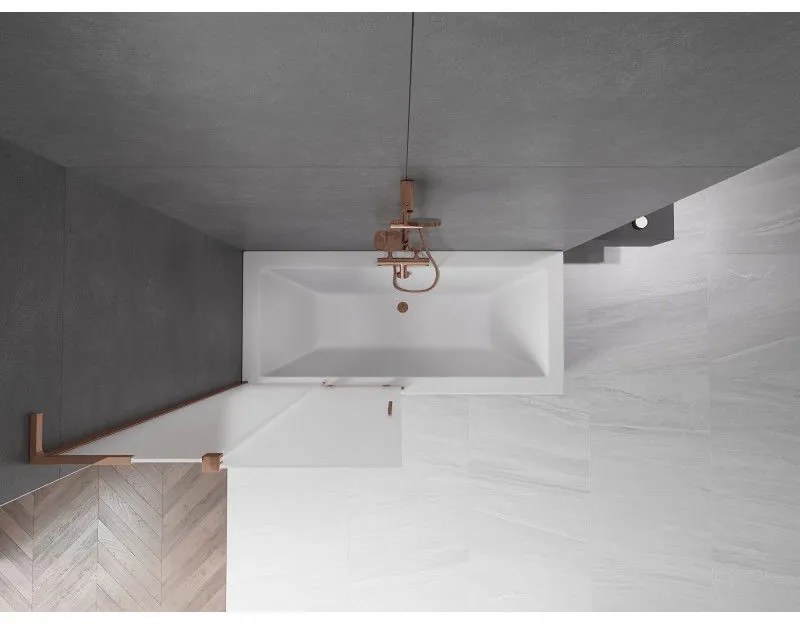 Mexen Velar L, 2-krídlová posuvná vaňová zástena 90 x 150 cm, 8mm sklo námraza, ružové zlato, 896-090-003-31-60