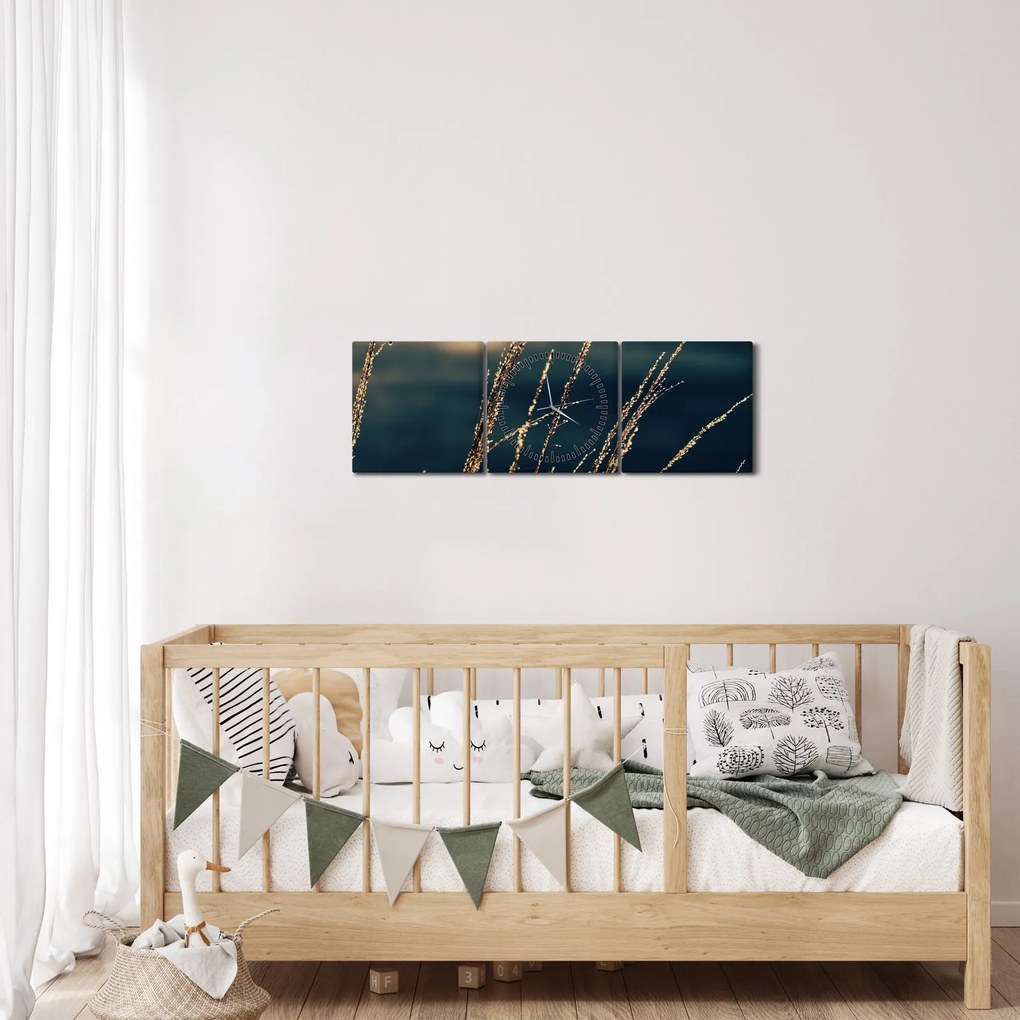 Obraz tráv (s hodinami) (90x30 cm)