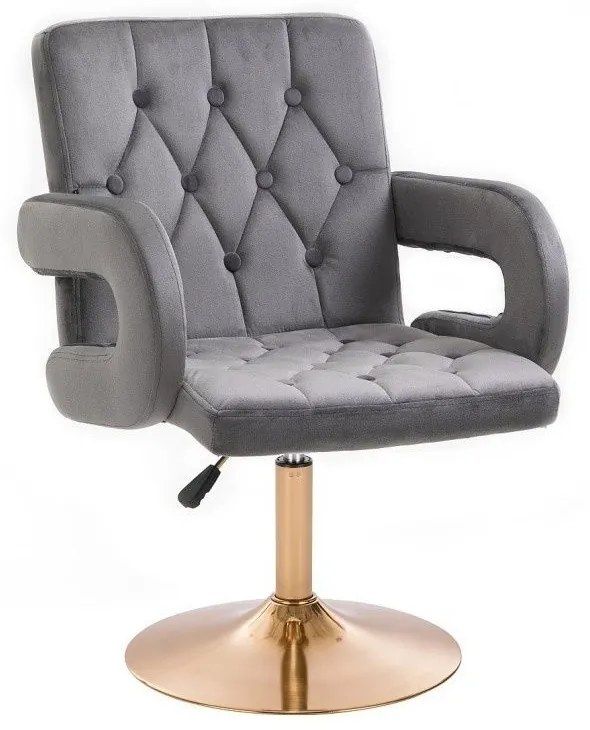 LuxuryForm DESIGN Stolička BOSTON VELUR na zlatom tanieri - sivá
