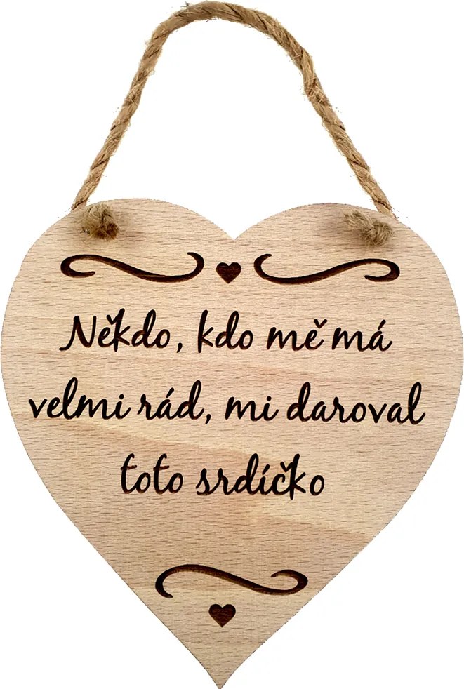 AMADEA Drevené srdce s textom Niekto, kto ma má veľmi rád..., masívne drevo, 16 x 15 cm