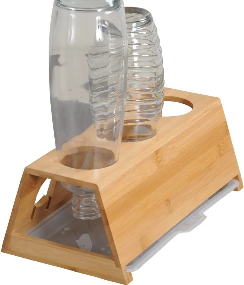 Stojan na fľaše, odkvapkávač bambusový - SODASTREAM