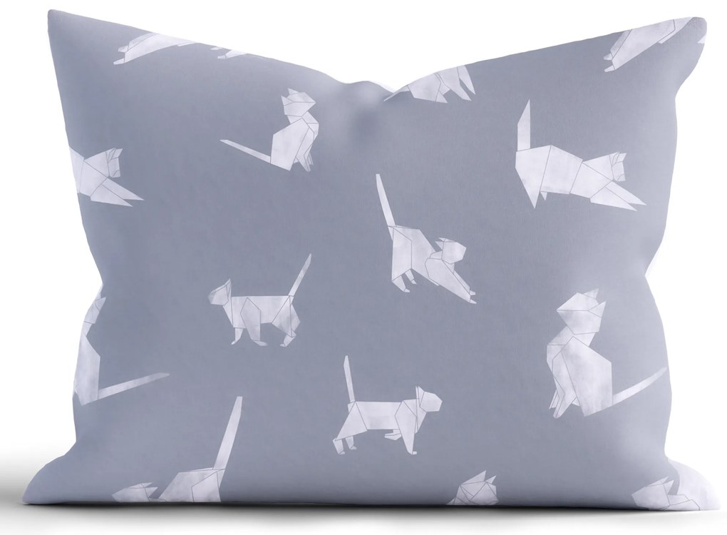 Bavlnená obliečka na vankúš Renforcé 70 × 90 cm - Mačky origami