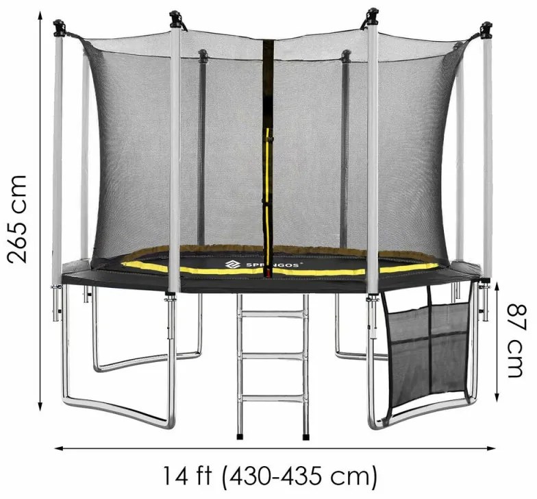 SPRINGOS Trampolína SPRINGOS 430 cm s vnútornou ochrannou sieťou + rebrík