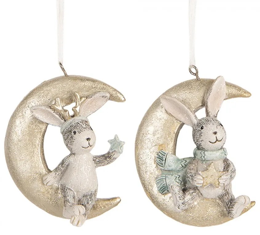 2ks závesná vianočná dekorácia zajačik na nechtíka - 7*3*8 cm