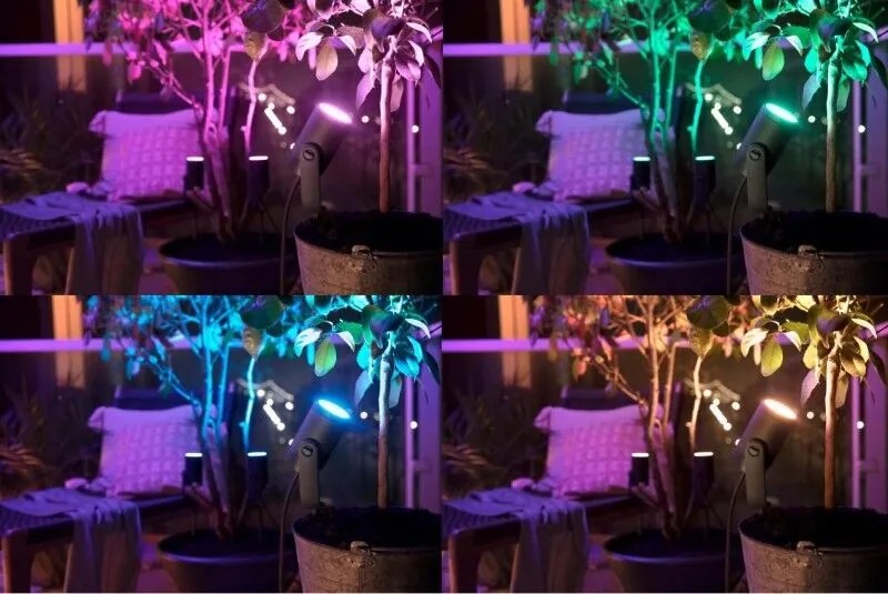 PHILIPS HUE Vonkajšie nástenné / zemné LED inteligentné osvetlenie HUE LILY s funkciou RGB, 8W, teplá biela-stud