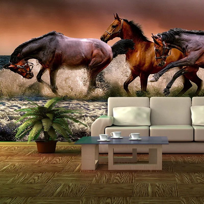 Sablio Tapeta Kone vo vode - 125x75 cm