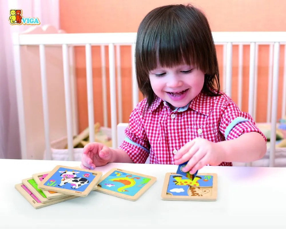 Viga puzzle 4 dílky kráva