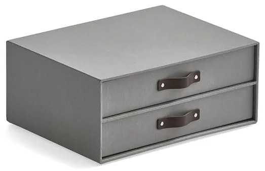 Úložný box TIDY, s 2 zásuvkami, šedý, 255x330x145 mm