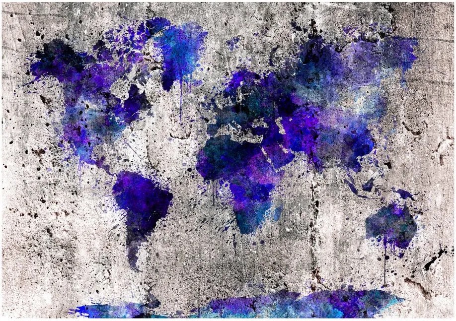Samolepiaca fototapeta - Mapa sveta: atramentové škvrny 147x105