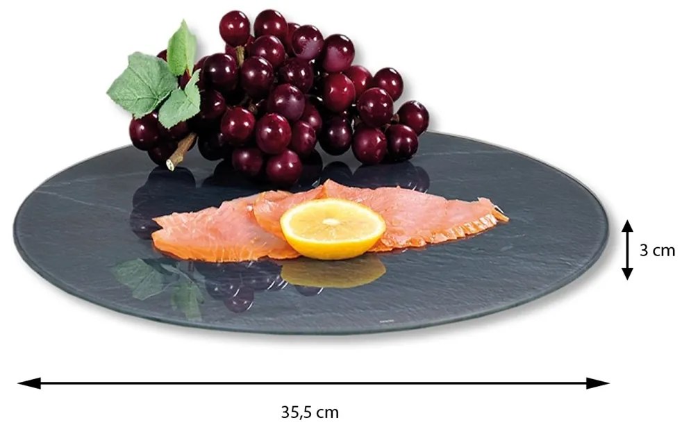 Sklenený otočný servírovací podnos Ema, (fi) 35,5 cm
