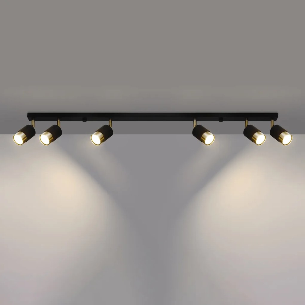 Sollux Stropné svietidlo NERO 6 black/golden SL_1073