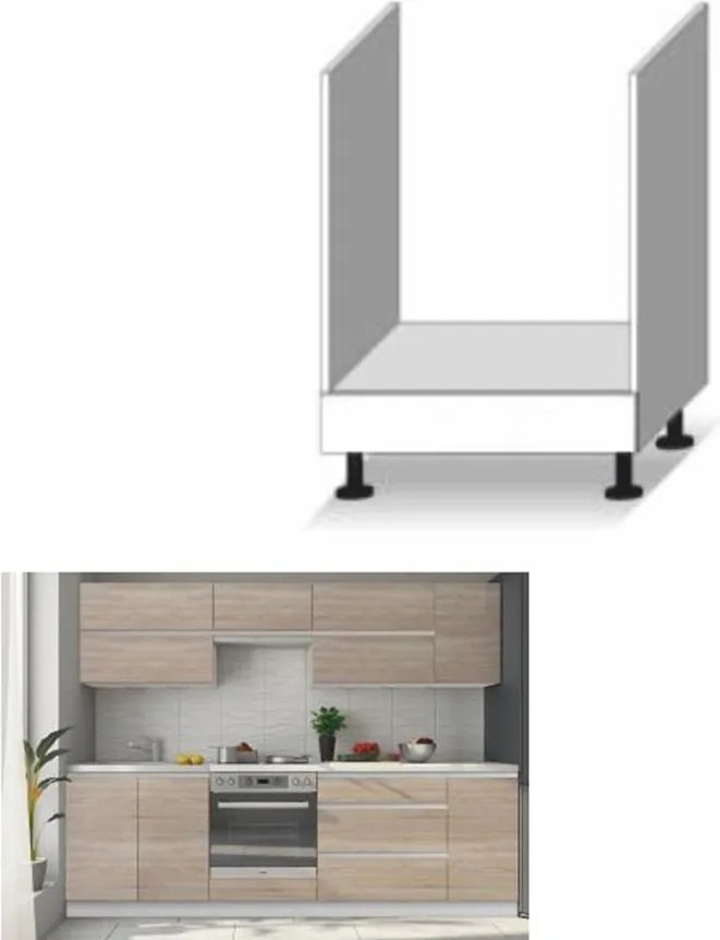 Kuchynská skrinka na sporák Line D60 KU - dub sonoma / biela