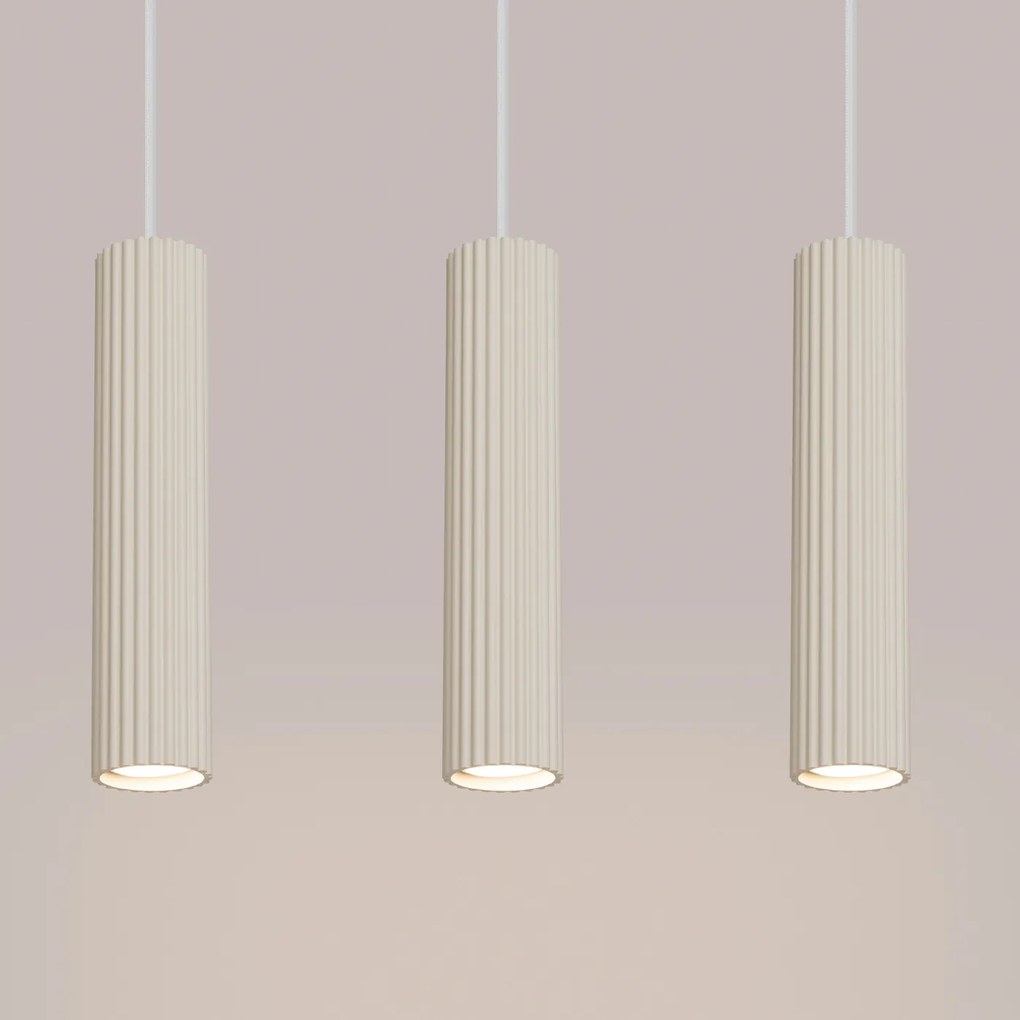 Závesné svietidlo Karbon, 3x béžové kovové tienidlo