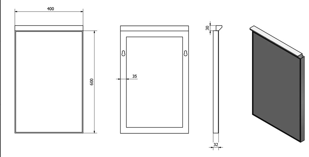 Sapho, BORA zrkadlo v ráme s LED osvetlením a s prepínačom 400x600mm, AL746