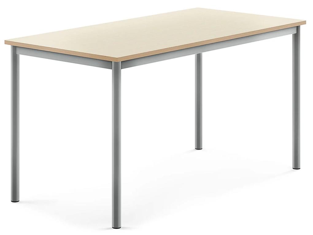 Stôl SONITUS, 1400x700x720 mm, HPL - breza, strieborná
