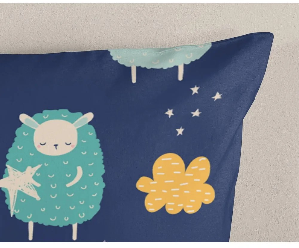 Modré bavlnené detské obliečky na jednolôžko/predĺžené 140x220 cm Sheep – Good Morning