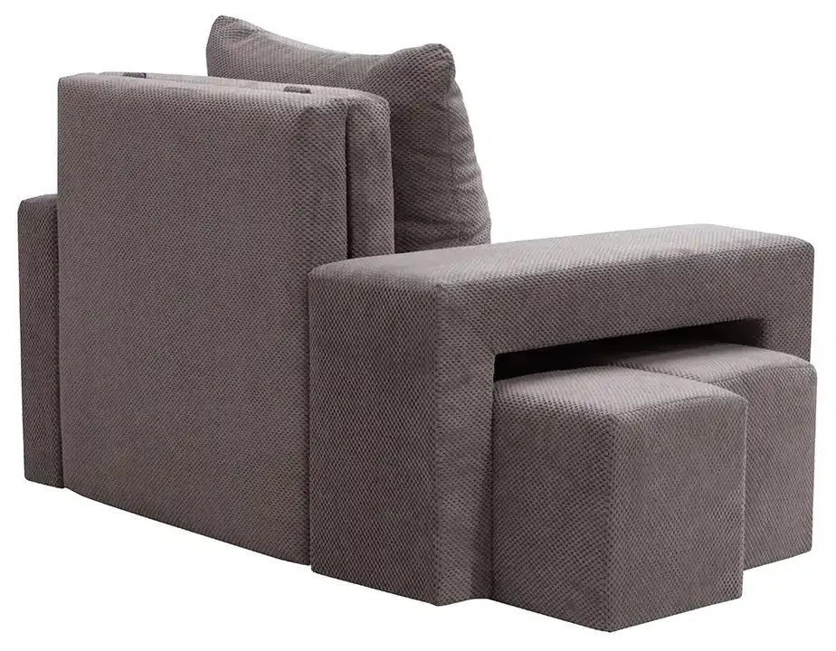 Kreslo pre 1 osobu s funkciou spania DOTA + 2 taburety Čierna