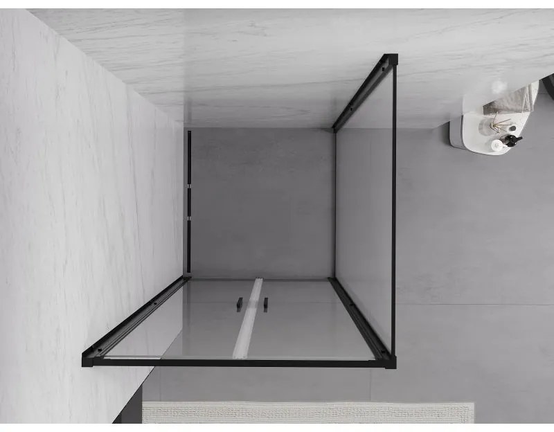 Mexen Exo, sprchovací kút s krídlovým dverami 100 x 100 cm, 6mm číre sklo, čierny profil, 814-100-100-70-00