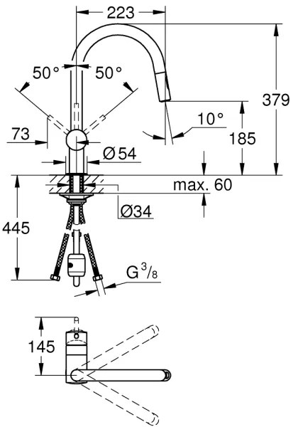 GROHE 32321DC2 - Drezová batéria, nerezové prevedenie