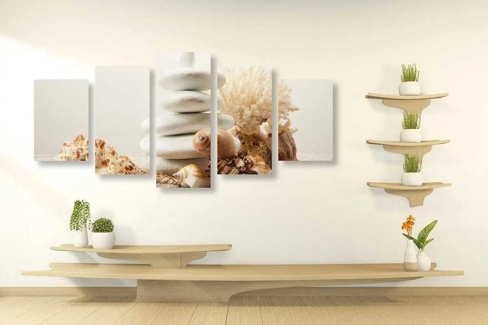 5-dielny obraz Zen kamene s mušľami Varianta: 100x50