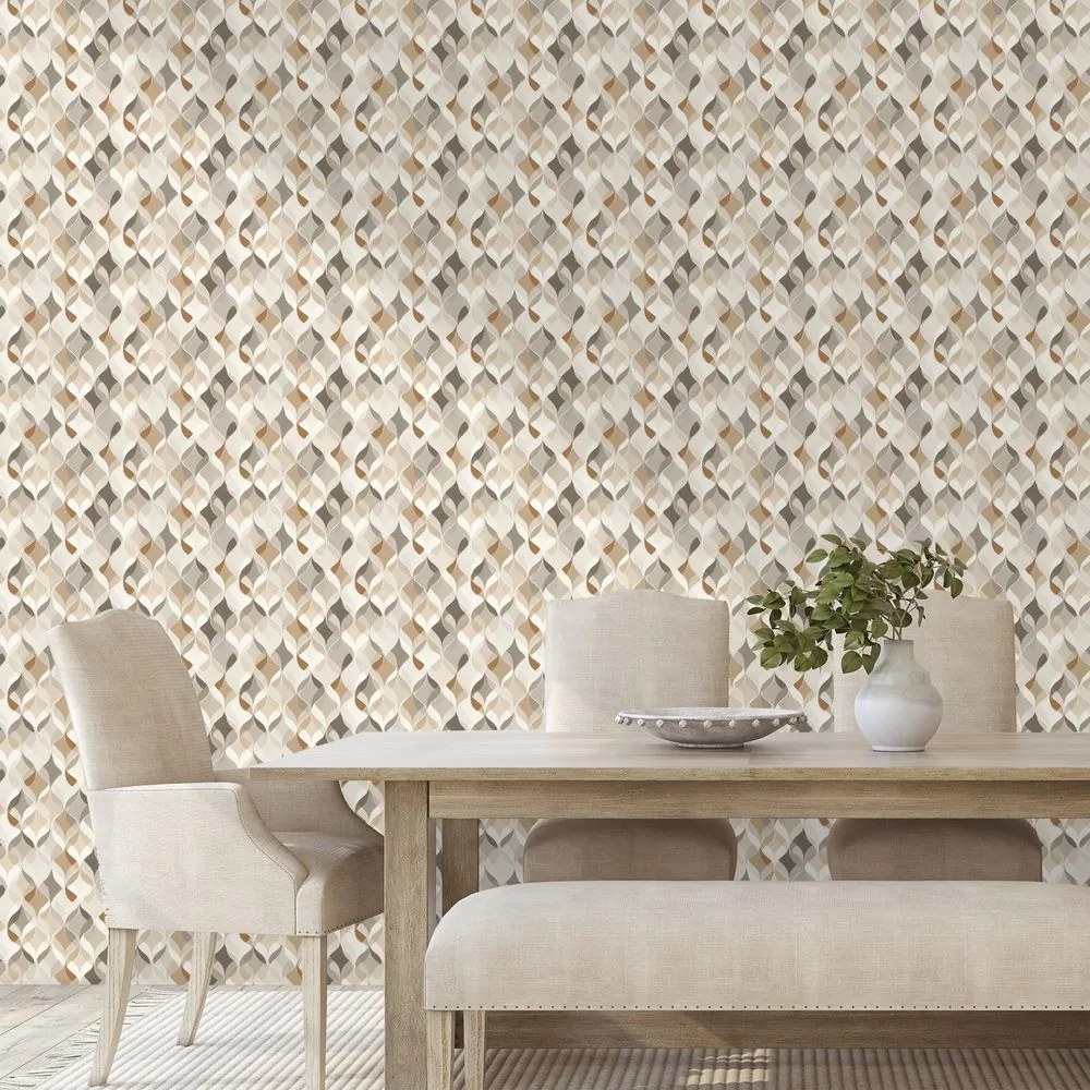 Samolepiaca tapeta béžová geometria s priestorovým efektom