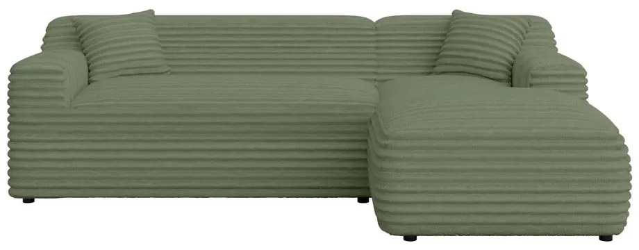 Zelená menčestrová rohová pohovka (pravý roh/s leňoškou) Martin – Ropez