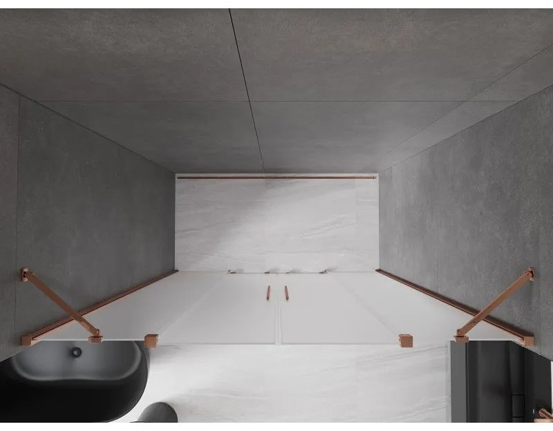 Mexen Velar Duo, posuvné sprchové dvere do otvoru 170 cm, 8mm sklo námraza, ružové zlato, 871-170-000-32-60