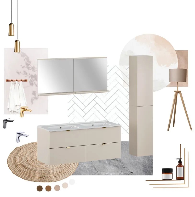 Závěsná skříňka pod umyvadlo Dalia Cashmere s deskou 80 cm kašmírová