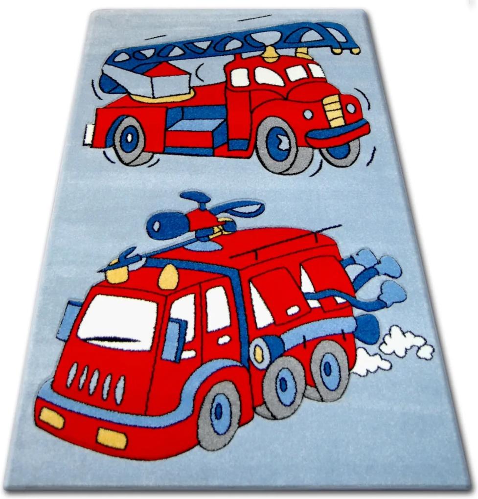 3kraft Detský koberec Hasičský voz modrý