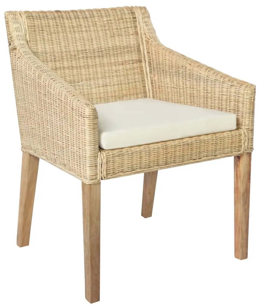 vidaXL Jedálenská stolička so sedákom prírodný ratan
